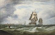 Ebenezer Colls A Royal Naval Squadron running out of Portsmouth oil on canvas